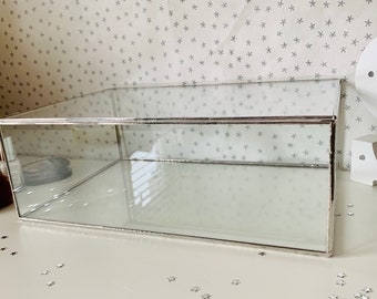 Glass display box, presentation case, glass showcase, 30cm x 20cm x 10cm memory box, wedding card box, keepsake box