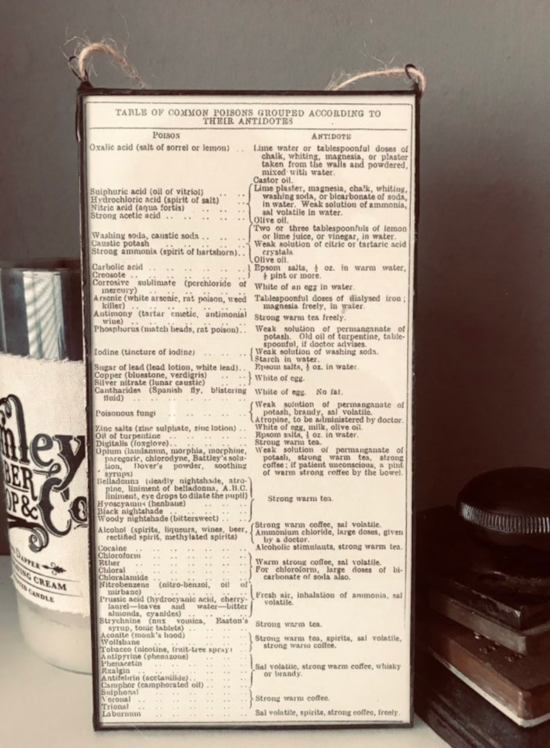 Veleno e la sua tabella murale antidoto 7 x 35 Etsy Veleno e la sua tabella murale antidoto 7 x 35 Etsy