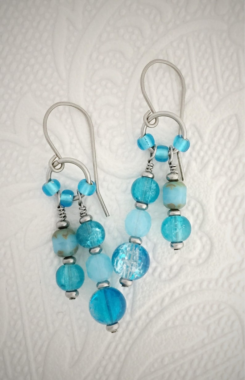 Tribal Indian Retro Silver Dream Catcher PLUME Turquoise Bead Dangle Earrings