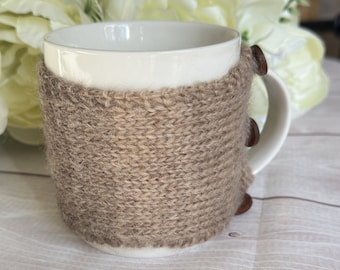 Knitted cup cozy , knitted tea cup cozy, Chunky knit coffee cup cozy, knit mug hug, wool cup warmer,