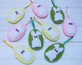 Felt Easter ornaments with bunny, Easter egg tree ornaments Felt Easter decorations, Stuffed Eggs with bunnies
