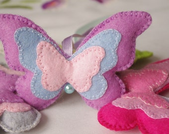 Handmade Felt Butterfly Ornament, Spring Decor, Easter Tree Ornament, Butterfly Gift for Her, Pastel Home Decoration