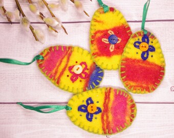 Multicolored Easter egg tree ornaments, Primitive Easter ornaments, Easter cottagecore, Easter egg ornaments for a tree