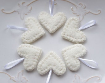 Felted Heart Ornaments, Valentine's Day Tree Decor, Wool heart ornaments