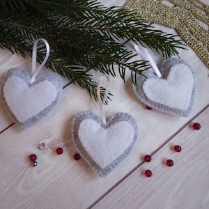 Christmas ornaments, Ornaments for a Christmas tree, felt heart ornaments, Traditional felted heart ornament, wool heart ornament