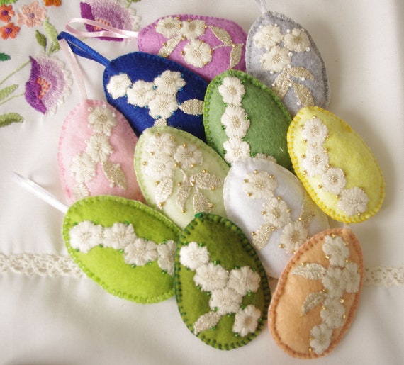 Decorazioni per uova di Pasqua in feltro: decorazioni primaverili fatte a mano, set da 5 - Italia