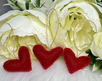 Mini Felted Heart Ornament Set: Valentine's Day Tree Decor