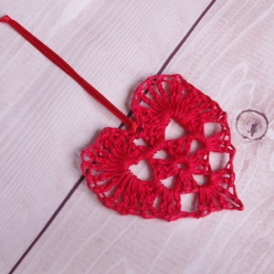 Crochet Valentine&#39;s Day hearts, Valentines Day heart ornaments,  hanging crochet hearts, hanging heart ornaments