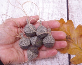Gefilzte Eichel Ornament Set: Wolle Herbst Dekor, Hygge Home (6er Set)