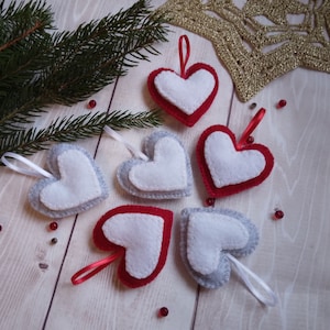 Traditional felted heart ornament, Christmas ornaments, Ornaments for a Christmas tree, felt heart ornaments, , wool heart ornament