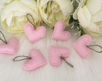 Pink Felted Heart Ornament, Valentine's Day Decor