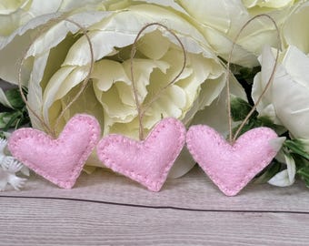 Mini Felted Heart Ornaments: Valentine's Day Decor, Set of 3