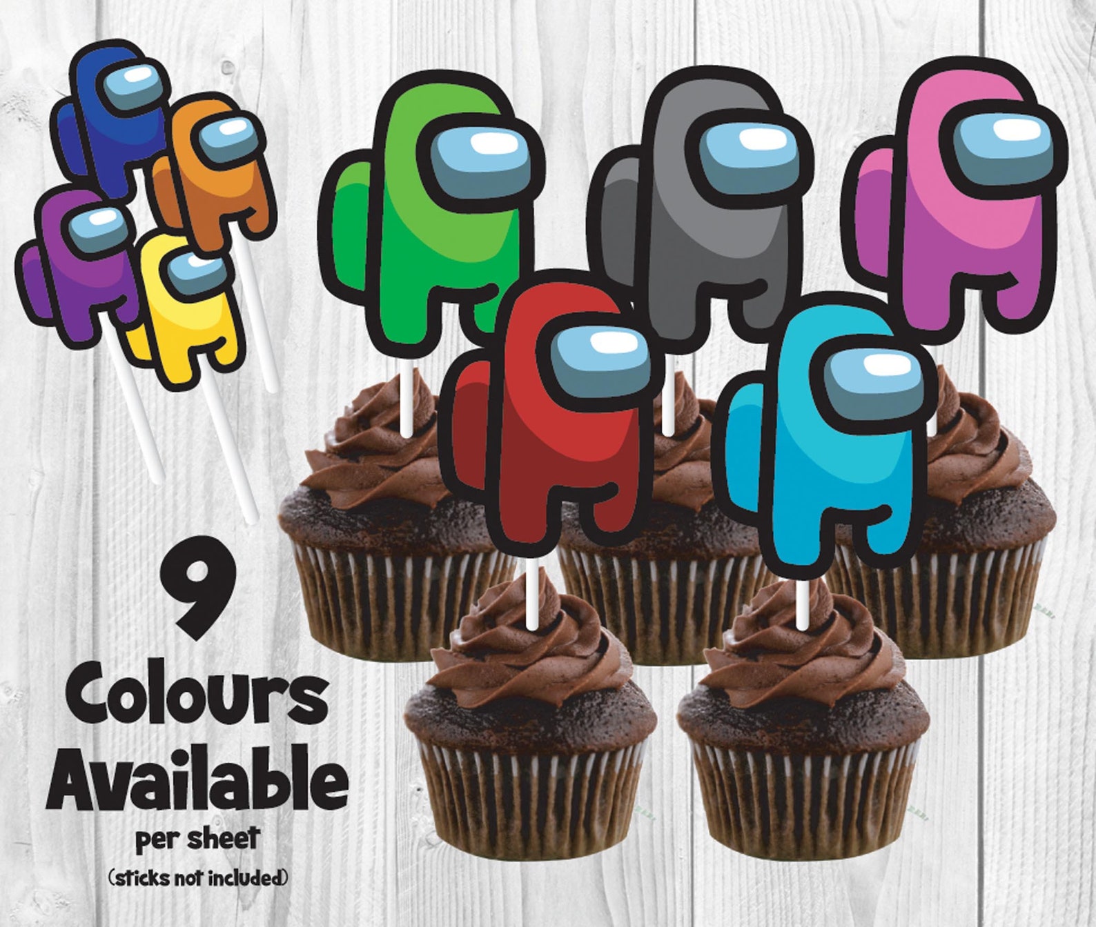 Among Us Cupcake Toppers Printable Instant Download Etsy