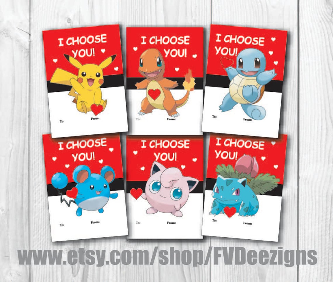 Printable Pokemon Valentine Cards