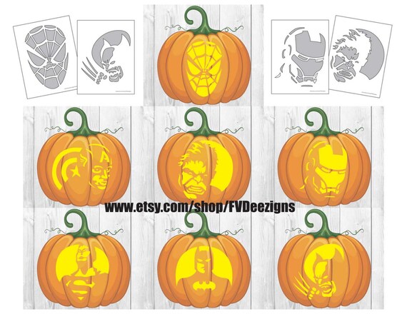 Marvel Superheroes Pumpkin Carvings Instant Download