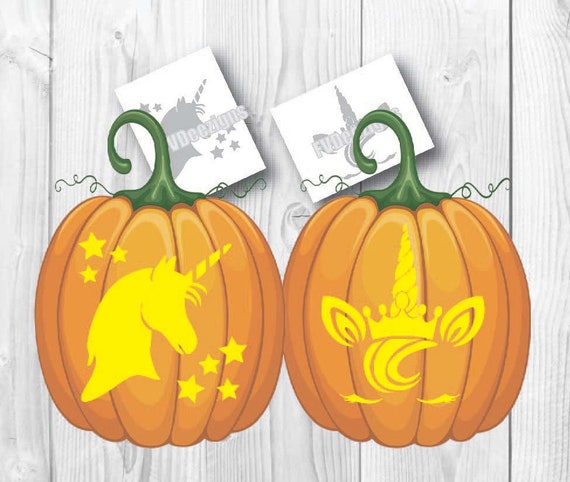 Unicorn Halloween Pumpkin Pattern Carving Instant Download