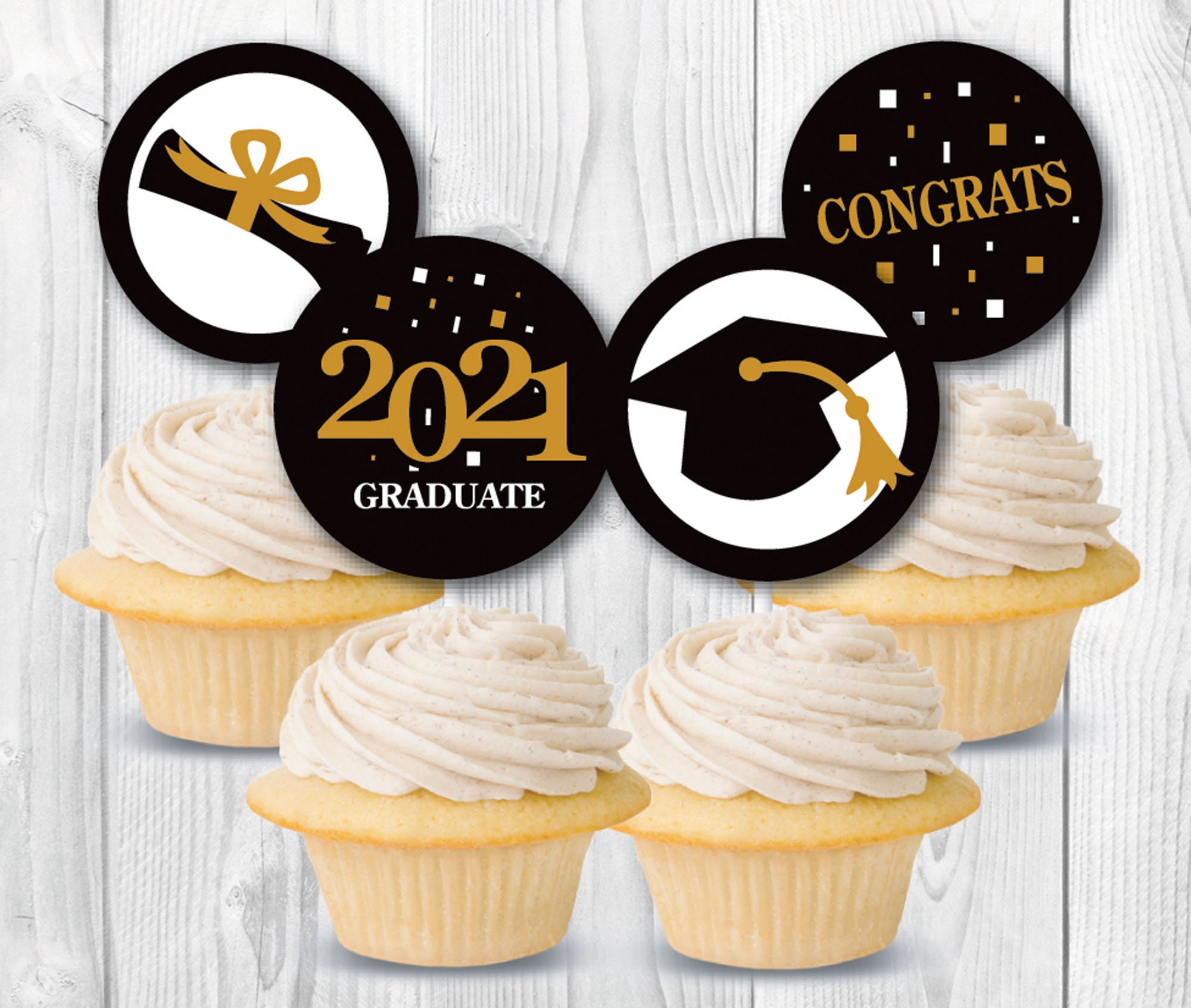 2021 Grad Graduation Party Cupcake Toppers Printable Etsy
