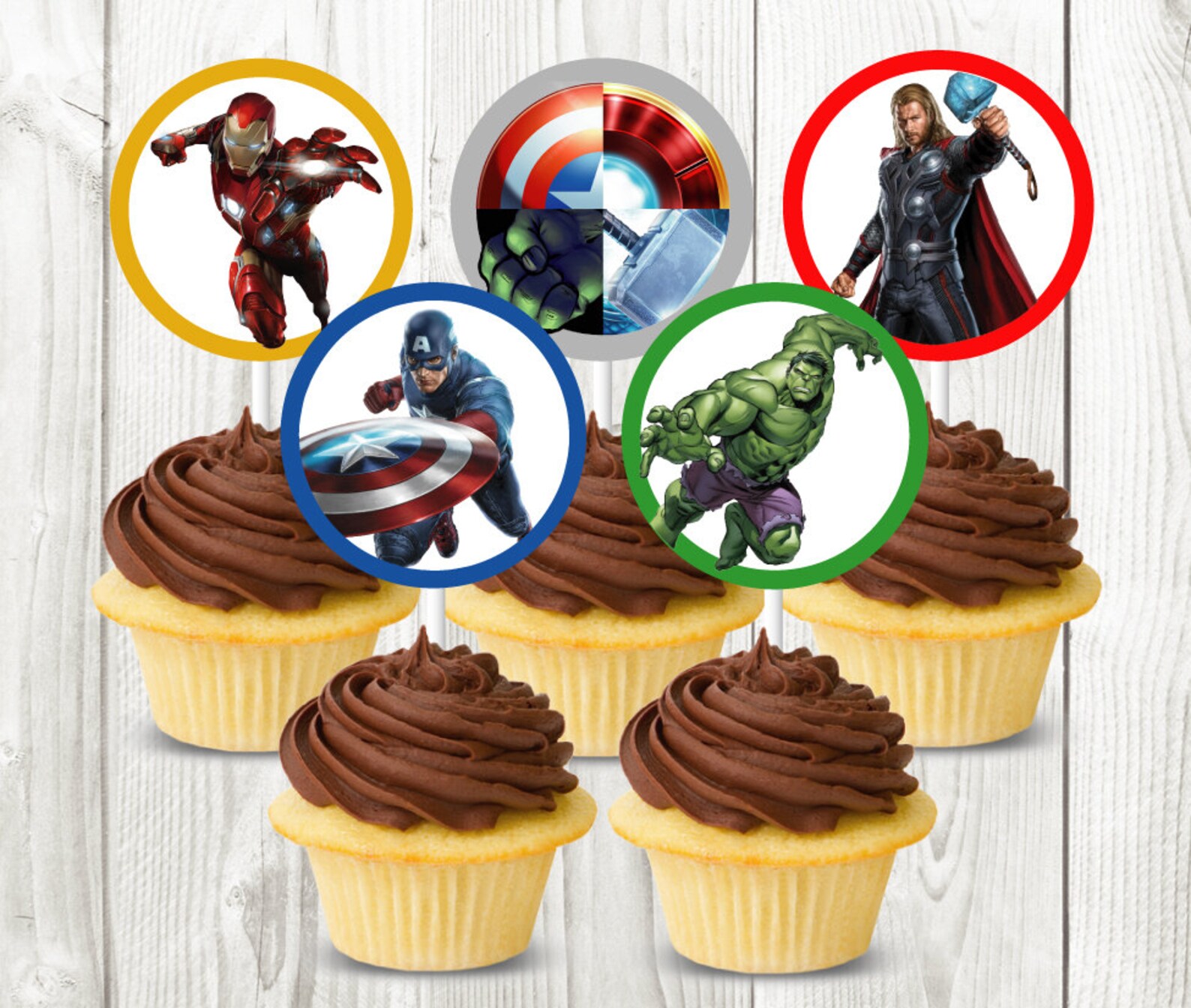 Marvel Superhero Cupcake Toppers Printable Instant Download Etsy