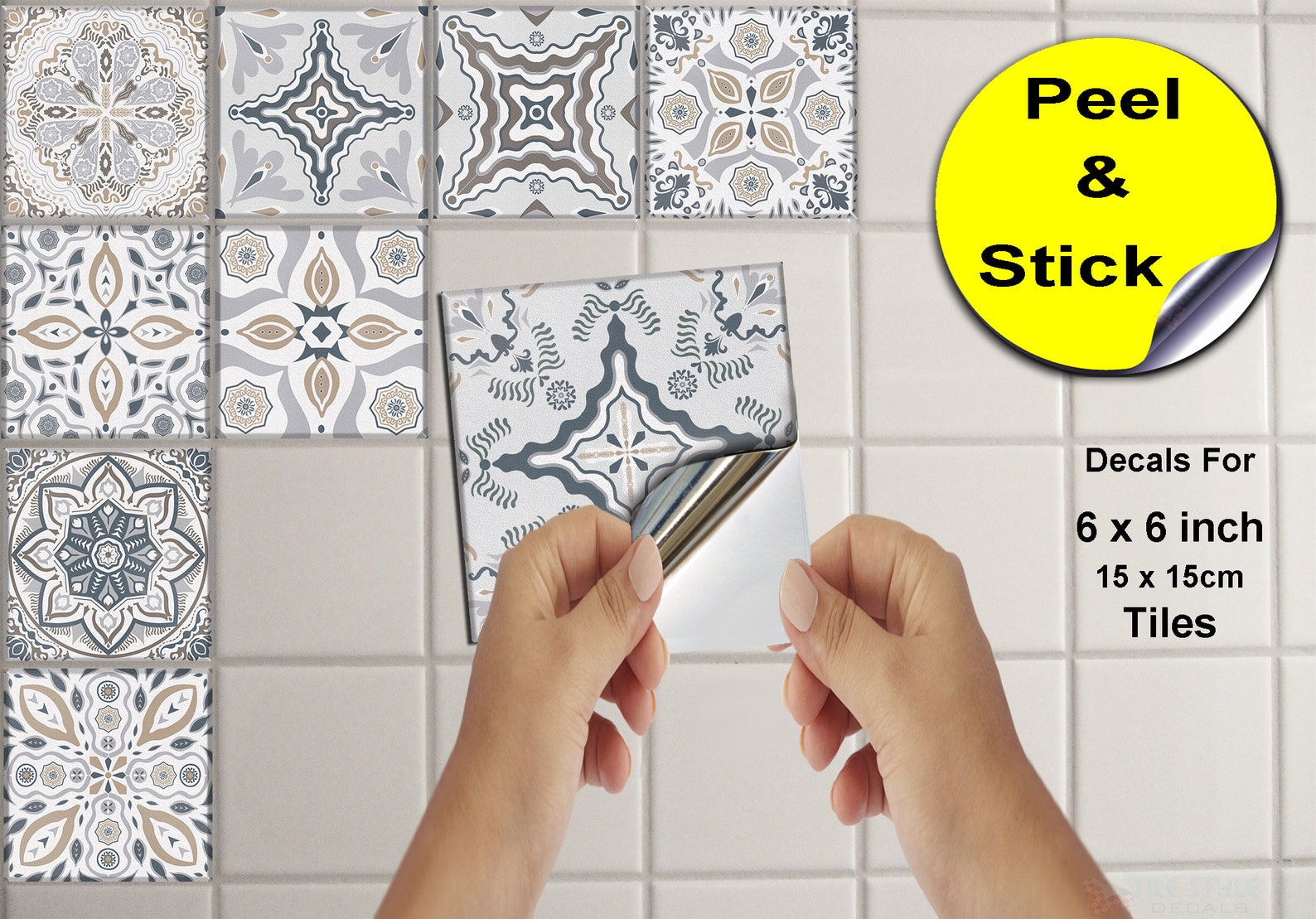 24 Wall Floor Tiles stickers Tiles transfers kitchen sticks on Etsy