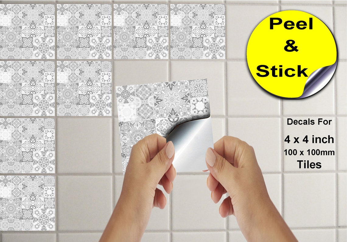 24x white grey Kitchen Tiles Stickers 6x6 or 4x4 Bathrooms Etsy