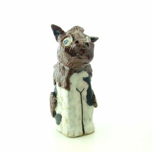 Handmade stoneware Highland Black & White Cow Ornament - Cow Sculpture - Clay Animals