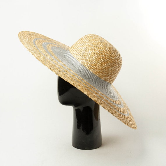 Silver Color Braided Straw Hat With 