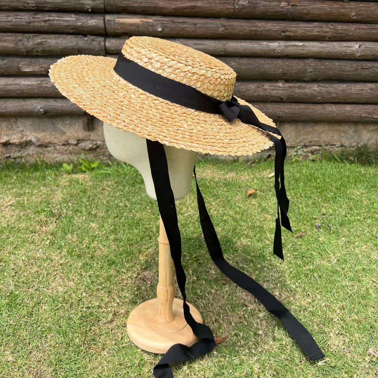 Mens Old Fashioned Straw Hat French Retro Summer Sun Hat 