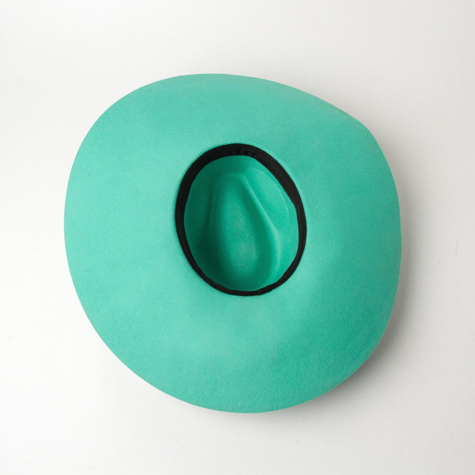 Felt hat in the form of a jazz hat in green wool with a large Etsy