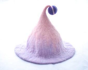 Witch hat wizard magic hat- wizard wool Felt tall pointed hat felt cap  Manual felt hat   handmade felt hat