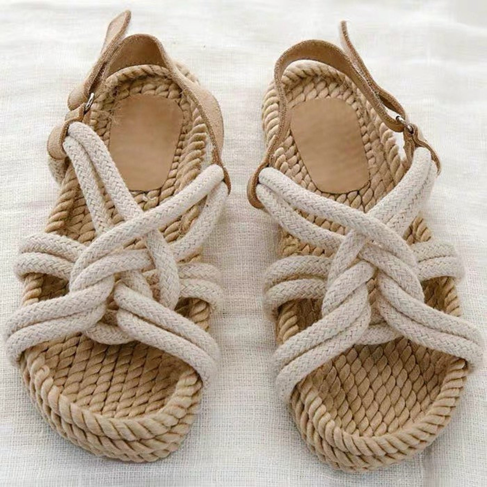 New Style Woven Straw Rope I Sandals Summer Flat Roman Student Etsy