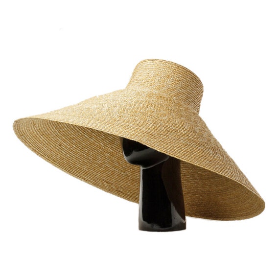 straw hat flat top European and American style green bow tie with sunshade hats