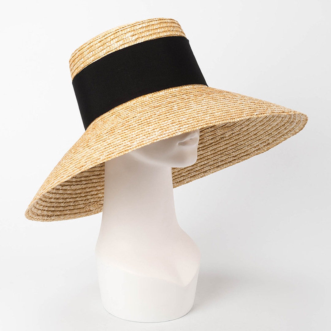 Straw Hat With Flat Roof and Large Eaves Basin Beach Hat - Etsy