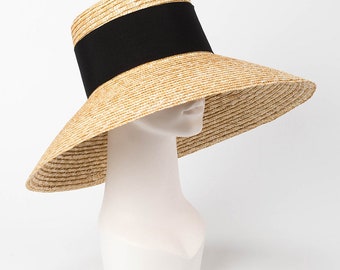 straw hat with flat roof and large eaves basin Beach hat
