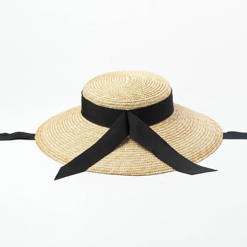 Retro Shallow Bowknot Ribbon Straw Straw Hat With Large Brim Etsy