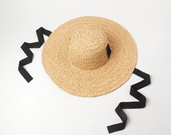 Big eave raffia straw hat for outdoor travel sun protection beach straw hat