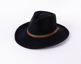 Moda Real Leather gentleman Fedora Hat Men Otoño 2022 Fedoras Solid Black Vintage Dad Hats chapeau Femme Cap Panama Jazz Hat Accesorios Sombreros y gorras Sombreros de vestir 