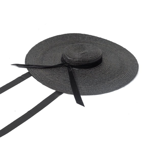 Spring and Summer New Bow Decoration Flat Top Large Eaves Straw Hat Stage Show Concave Shape Straw Hat