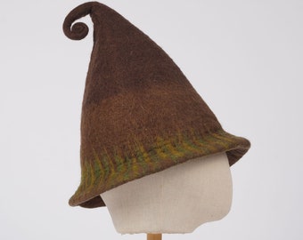 Wool wet felt made earth wizard high hat Halloween gift hat COS creative fall and winter hat handmade felt hat