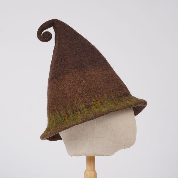 Wool wet felt made earth wizard high hat Halloween gift hat COS creative fall and winter hat handmade felt hat