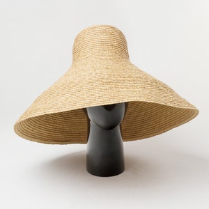 Lafite straw hat with cone-shaped visor and large brim for outdoor sun protection image 10