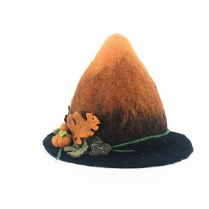 Handmade felt wood pumpkin hat wool hat felt hat Hand Made Felt Witch Hat image 4