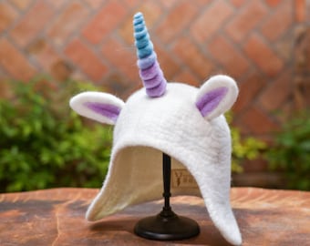 Custom hat made of hand-made felt wool unicorn hat for winter and winter warmth felt hat