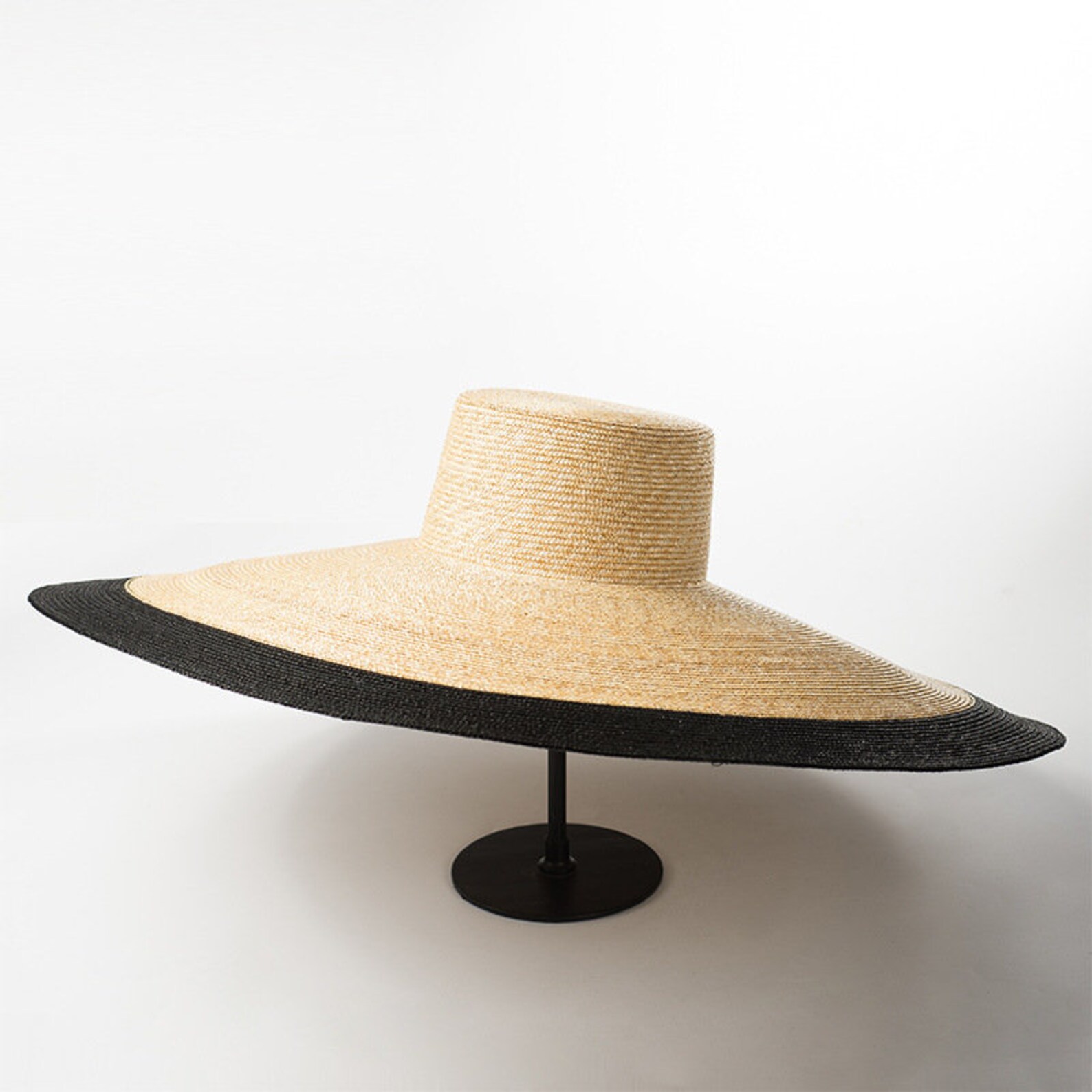 Large Hat Eaves Patchwork Fine Straw Straw Straw Hat Stage - Etsy