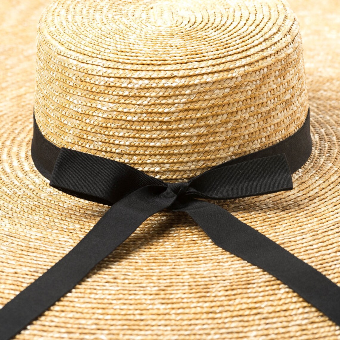 Ribbon Bow Hat With Flat Brim Straw Hat Stage Show Photography Etsy