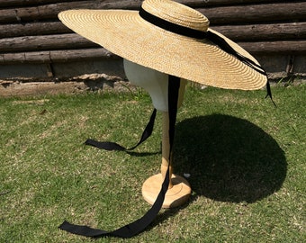Spring and summer new bow decoration flat top large eaves straw hat stage show concave shape straw hat