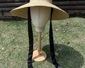 Chapéu de palha com alça grande e plana rasa, chapéu de palha para palco, passarela, chapéu de palha, proteção solar para praia, chapéu para-sol