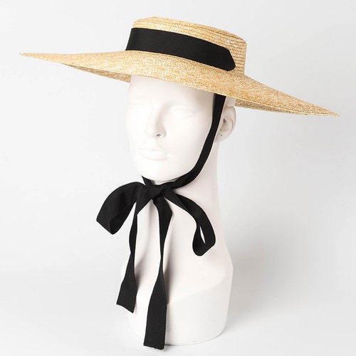 High-quality hand-knitted petal Wheat Straw flat top large eaves basin hat women's fashion big bow beach sun shade straw hat main image 0