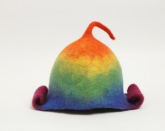 Handmade woollen felt wet felt rainbow children's fun fairy hat autumn winter lovely funny DIY gift hat decorations handmade felt hat