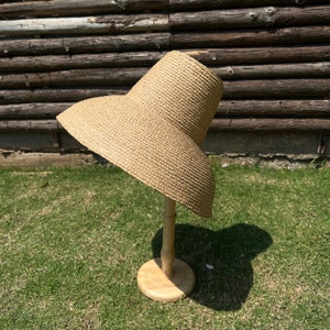 Vintage high-top podium catwalk lafite strohoed met grote rand voor dames zomerzonwering strandhoed met grote rand