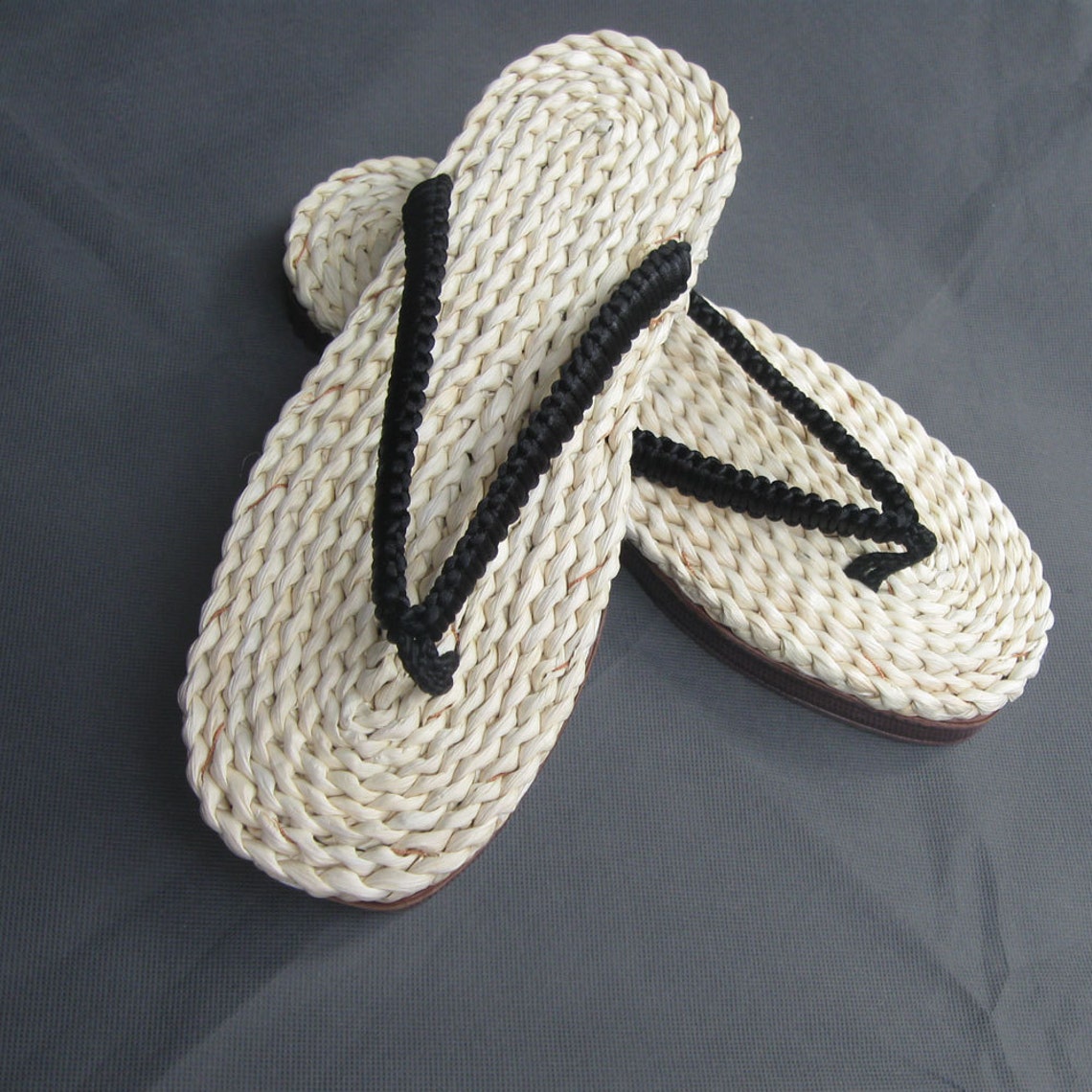 Straw Sandals Handwoven Men's Slippers Summer Sandals Etsy
